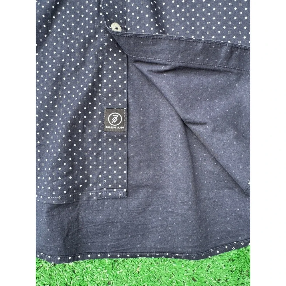 7‎ Diamonds Mens Navy Blue Diamond Print Long Sleeve Button Down Shirt Large